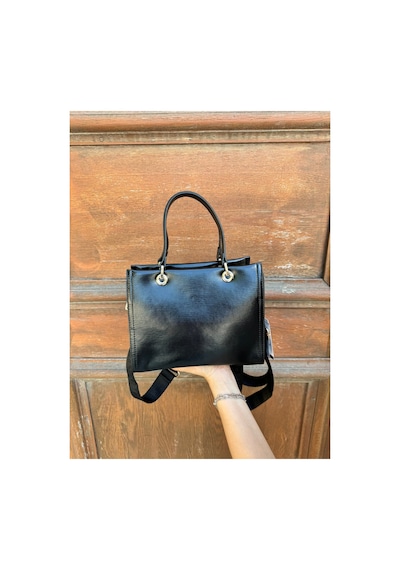 Just Polo Orijinal Kadın Omuz Ve Çapraz Askılı Zincir Detaylı Günlük Veya Özel Kullanıma Uygun Lüks Kol Çantası Shopper 25x20x9 Cm Siyah