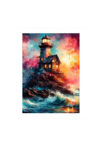 Deniz Feneri Ve Ev Modern Mdf Tablo 35cm X50cm