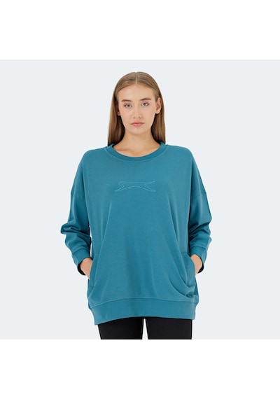 Slazenger VIKENTI SW Oversize Kadın Cepli Oversıze Petrol Sweatshirt