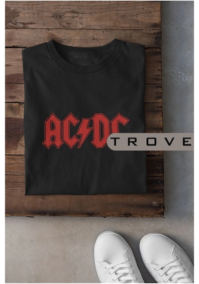 Startmore Unısex Kadın Erkek Ac/dc Young Kardeşler %100 Pamuk Baskılı Siyah Beyaz T-shirt Siyah