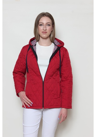 CottonCool Kadın Kapüşonlu Kapitone Mont Kırmızı