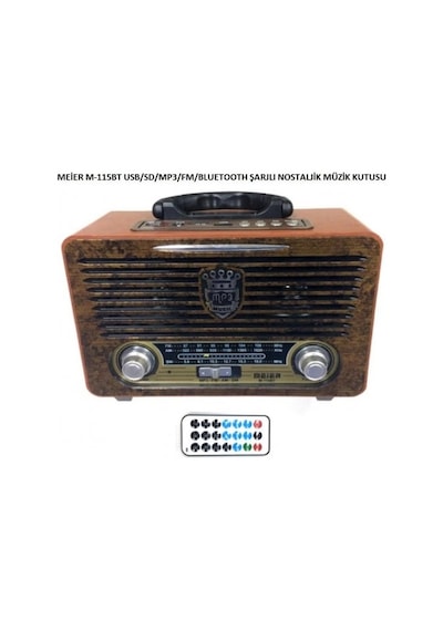 Meier M-115Bt Bluetootlu-Kumandalı Usb/Sd/Mp3 Şarjlı Radyo
