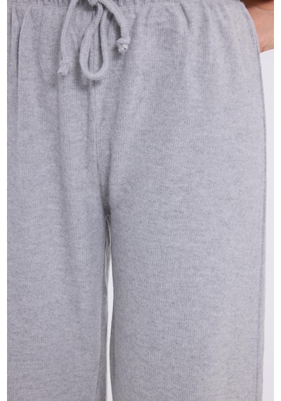 Tudors Kadın Relax Fit Rahat Kesim Beli Bağcıklı Geniş Paça Gri Pantolon-41382 Gri