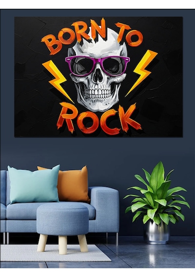 Rock Kurukafa Dekoratif Kanvas - Mdf Ahşap Tablo