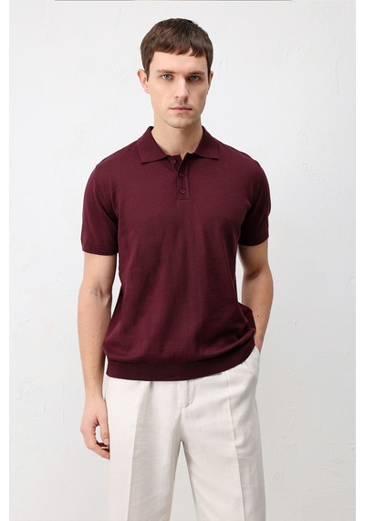 Antioch Comfort Slim Polo Yaka Erkek Triko T-shirt Bordo