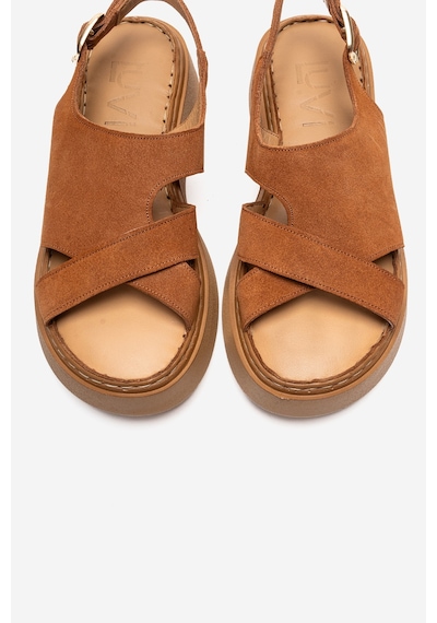 Luvishoes Vıen Taba Süet Hakiki Deri Kadın Sandalet Taba
