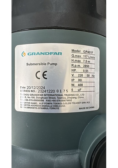 Grandfar Gp401f Drenaj Pompası - 400 Watt