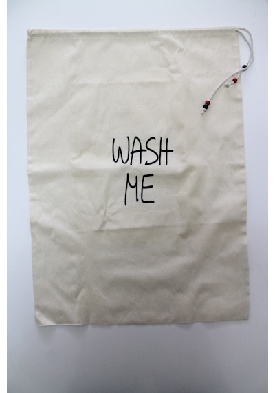 Wash Me Baskılı Çok Amaçlı Kirli Torbası 50x70cm Bej