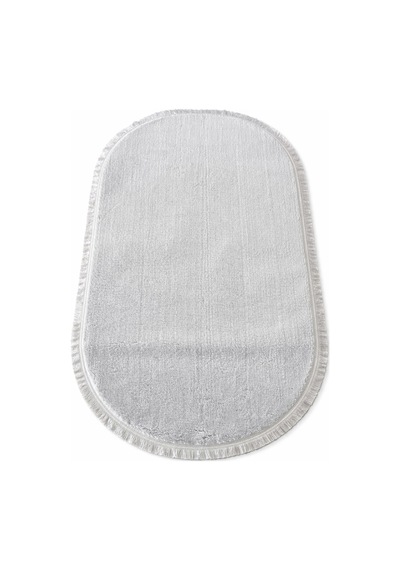 Melena Carpet Peluş Yolluk Kaymaz Taban Oval Banyo Paspası Yumuşak Modern Salon Mutfak Halısı Açık Gri