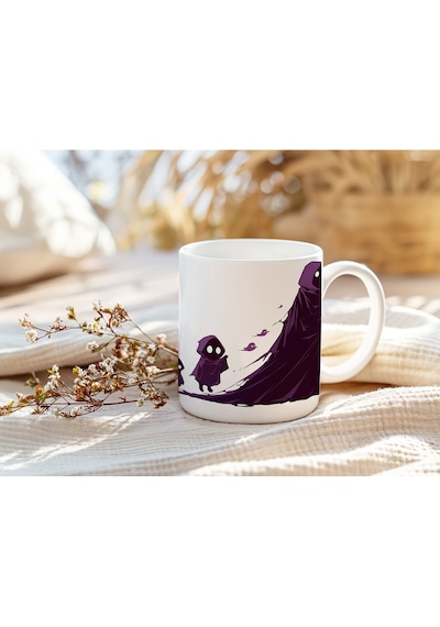 Hayalet Ailesi Temalı Kupa Bardak Spooky Cadılar Bayramı Konseptli Eğlenceli Hediye Beyaz