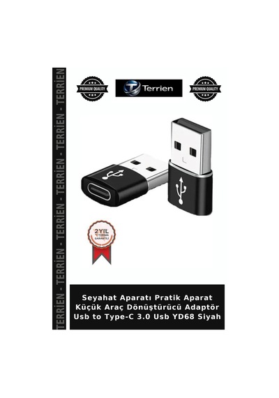 Seyahat Aparatı Pratik Aparat Küçük Araç Dönüştürücü Adaptör Usb To Type-c 3.0 Usb Yd68 Siyah