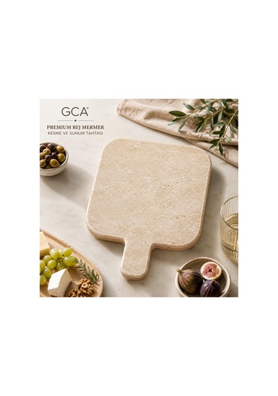 Gca Premium Mermer Kesme Ve Sunum Tahtası Doğal Taş Servis Tahtası Bej - 886994825 Bej