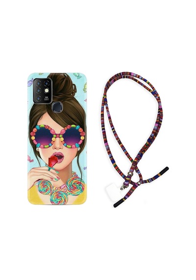 Infinix Hot 9 Kılıf Rasta Boyun Askılı Sugar And Woman 1418