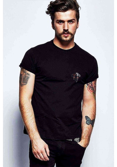 Cool Skull With Kulaklıklı Kurukafa Baskılı Siyah Erkek Tshirt