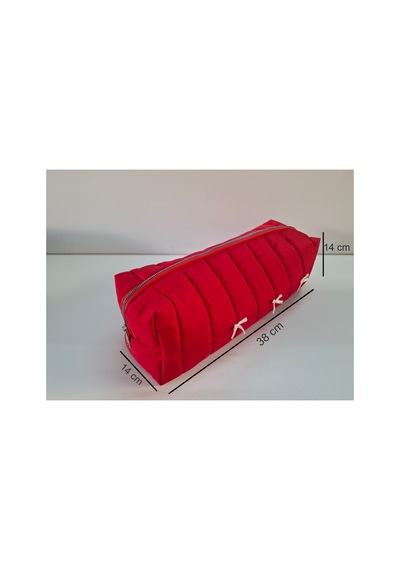 Dreamy Red Kapitone Fiyonklu Tüm Saç Şekillendiricilerine Uygun Organizer Çanta Tb043
