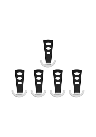 Bemol Lüks Portmanto Askı, Metal, Vestiyer Askı, 185 Gr, Dolap Askılık, Duvar Askılığı, Krom-siyah Vidalı 5 Adet