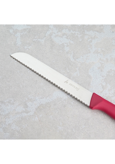Aryıldız Rexa Tırtıklı Ekmek Bıçak Kırmızı 19 Cm Renkli