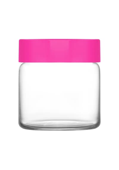 Lav Novo Cam Kavanoz 3'lü Orta Boy 635 ml Pembe Plastik Kapaklı (Erzak Saklama Kavanozu )