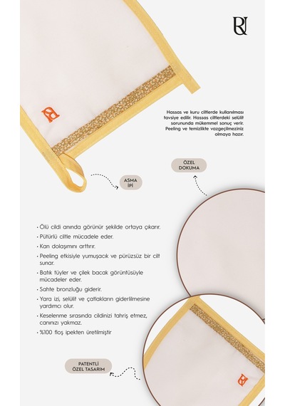 +50 Factor Sarı İnce Banyo Duş Kesesi Peeling Eldiveni %100 Floş İpek Premium Kadın Ve Erkekler