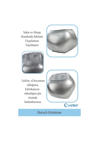 Ahşap Ayaklı Beton Saksı Büyük Boy 1 Adet Spiral Oval Model - Gümüş Eskitme