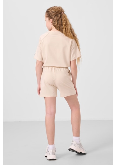Bej Pamuklu Yumuşak Dokulu Standart Fit Basic Kız Çocuk Şort Takım - 75184 Bej