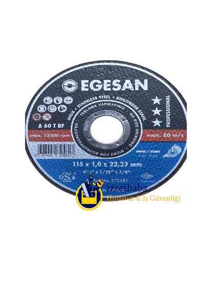Egesan 115 X 1,0 X 22,23 Inox Serisi İnce Kesme Diski 400 Adet
