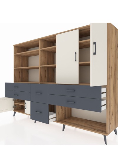 Hyperion Dolap 10 Raflı 6 Çekmeceli 4 Kapaklı 220x44x163 Çam-ayta Çam-aytaşı/antrasit Hyperion Dolap 10 Raflı 6 Çekmeceli 4 Kapaklı 220x44x163 Çam-ayta Çam-aytaşı/antrasit