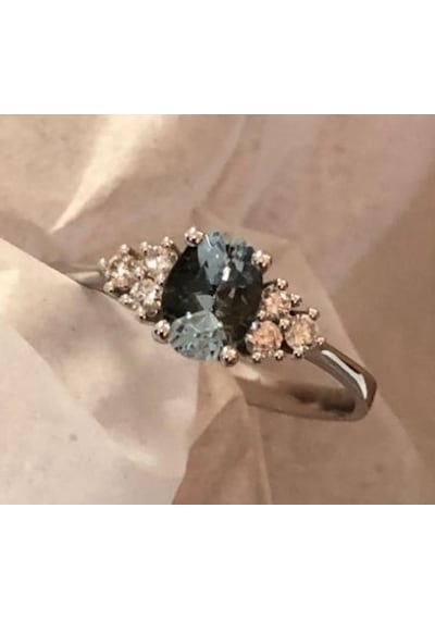 Meram Mücevherat 0,18 Ct Pırlanta 0,80 Ct Aquamarin Fantezi Yüzük