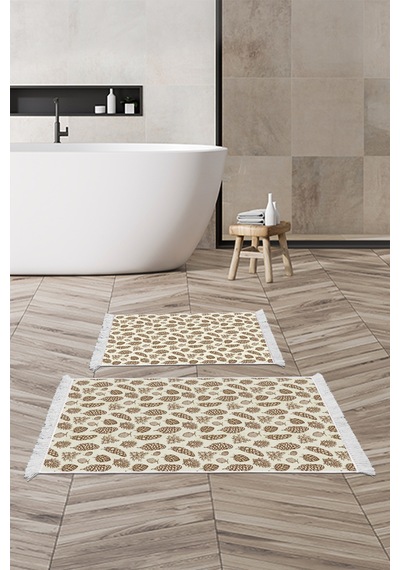 Alanur Home Kaymaz Taban Djt Klozet Takımı Trend Saçaklı Vintage Al5014 Bej