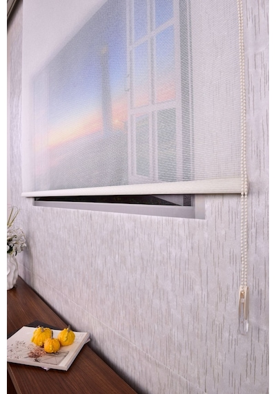 Beyaz Karartma Düz Etek Dilimsiz P 1090 Blackout Zebra Stor Güneşlik Perde 80 X 260