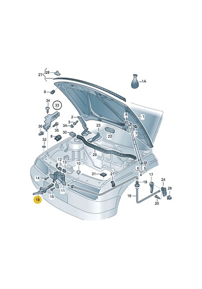 Vw Bora 1999-2005 Motor Kaput Açma Emniyet Mandalı 1j5823593c