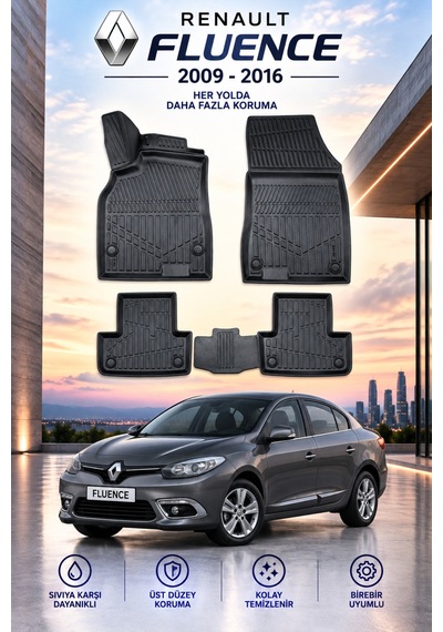 Renault Fluence 2009+ Aracınıza Özel Üretim Havuzlu Paspas Takımı A+ -mod-