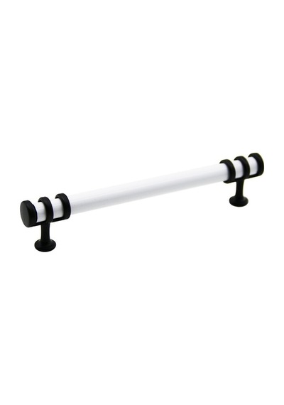 İbico-950 Boru Çekmece Kulp 16cm Kulp Beyaz Yüzük Siyah - 10'li Paket Beyaz - Siyah