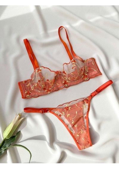 La Linaa Flora Portakal Kadın Bralet Takım-turucu Turuncu