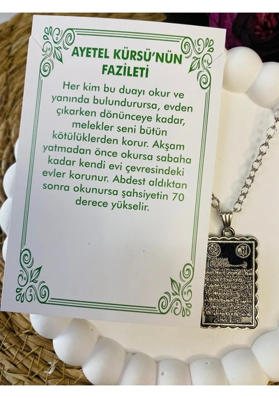 Ayetel Kursi Yazılı Kolye Bay Ayetel Kürsi Kadın Erkek