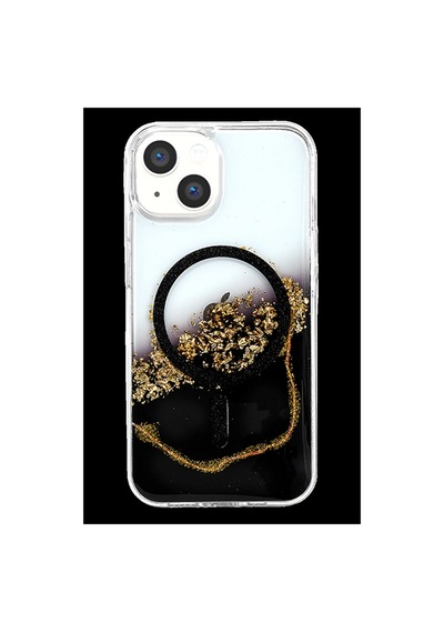 Onegif Apple iPhone Uyumlu 14 Lotus Simli Magsafe Kapak - Siyah İtdark56942