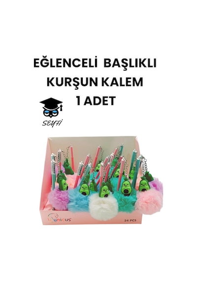 Eğlenceli Başlıklı Kurşun Kalem Ponpon Kalemler 1