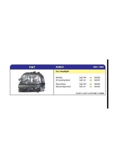 Far Sol Sisli Fıat Doblo 2001 2005 Arası 1 Ad