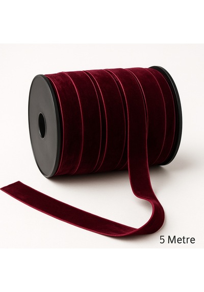 Paşateks 2.5 Cm Düz Kadife Şerit Bordo 5 Metre Yumuşacık Hiss Tekstil Aksesuarı