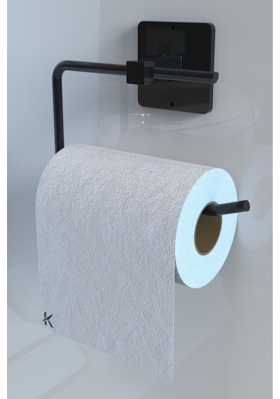 Karteya 7'li Süper Set Siyah Fön Makinesi Askısı Havluluk Wc/tuvalet Kağıtlık Rulo Havluluk Mutfak Banyo Set Siyah