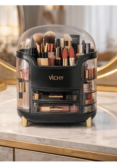 Vichy Çok Katlı Kozmetik, Makyaj Ve Takı Düzenleyici Organizer Siyah