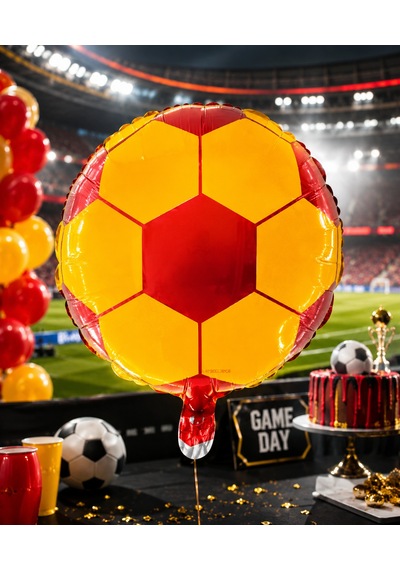 Sarı Kırmızı Futbol Topu Folyo Balon 18 İnç 45 Cm Taraftar Parti Süsü Gs Çok Renkli