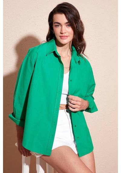 Lela Pamuklu Regular Fit Önü Kısa Arkası Uzun Oval Kesim Bayan Gömlek Cf25S163867 Benetton