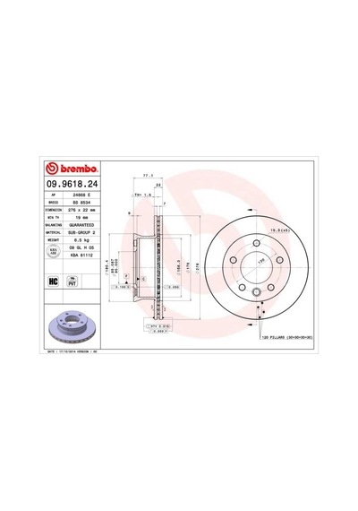 Brembo Fren Dıskı On Mercedes Sprınter B901 B904 . Vw Lt 28-35-46 Brembo 09961824 A9024210612 2d0407617