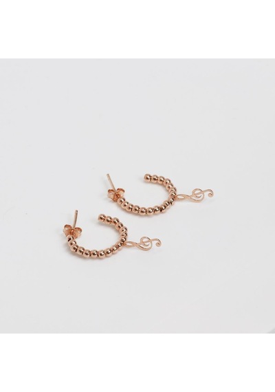 Sol Anahtarı Rose Gold Kaplama Gümüş Küpe Gümüş