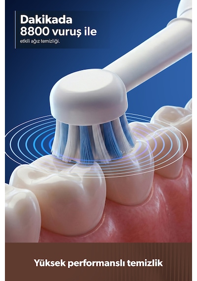 Brushboss 4701H 4 Modlu 21 Gün Kullanım Süreli Akıllı Zamanlayıcılı Şarjlı Diş Fırçası Beyaz
