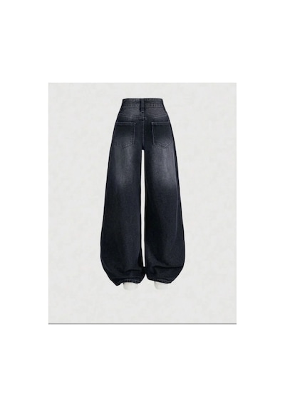J&kstores Baggy Salaş Pocket Bol Paça Retro Görünümlü Jean Pantolon Gri