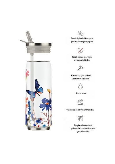 Les Artistes Paris Isı Yalıtımlı Kutu Çelik Termos 500ml Floral Butterfly Çok Renkli
