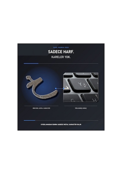 3d Metal Arapça Klavye Stickerı Gümüş Renk Harf Etiketi
