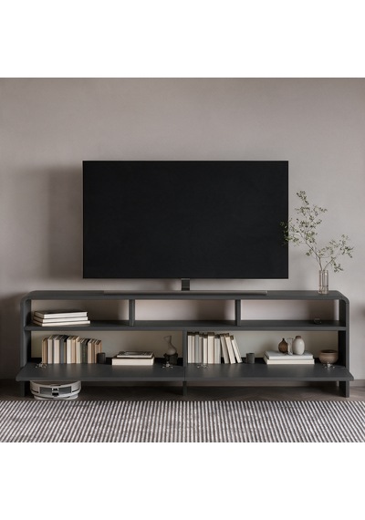 İnarch Dizayn Onda 2 Kapaklı Tv Sehpası - 160 Cm Modern Depolama Üniteli Tv Konsolu Antrasit İnarch Dizayn Onda 2 Kapaklı Tv Sehpası - 160 Cm Modern Depolama Üniteli Tv Konsolu Antrasit